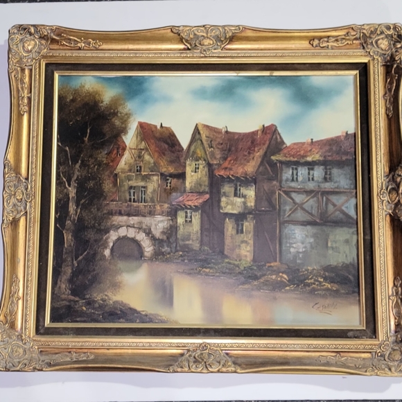 VINTAGE OIL ON CANVAS PAINTING SIGNED BY ITALIAN ARTIST CASALITTI 27X31 " FRAMED - Picture 2 of 12